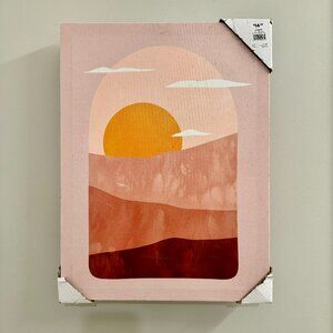 Brand New 12in x 16in x 1.3in Abstract Pink Sunset Sky Wall Art Canvas Decor